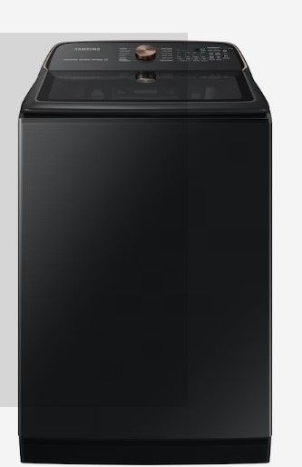 Photo 1 of Samsung 5.5-cu ft High Efficiency Impeller Smart Top-Load Washer (Brushed Black) ENERGY STAR MODEL #: WA55A7700AV SERIAL #: 01H157BW601001L