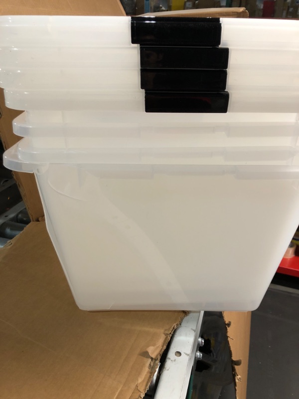 Photo 5 of (USED) IRIS USA 91 Qt. Plastic Storage Container Bin with Secure Lid and Latching Buckles, 3 pack - Clear, 