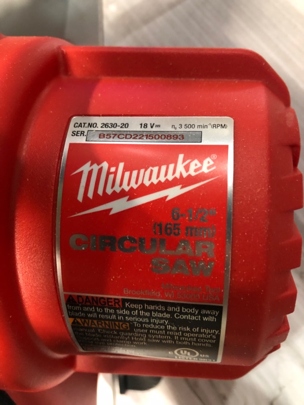 Photo 1 of **SEE NOTES/FOR PARTS ONLY**
M18 Cordless Lithium-Ion 6-1/2" Circular Saw - 2630-20 - ( MILWAUKEE ) - BARE TOOL
