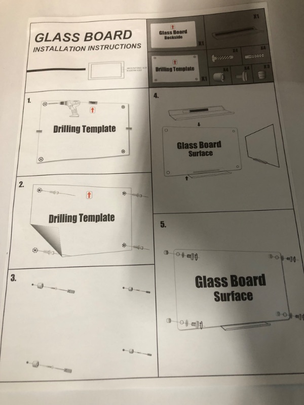 Photo 1 of AMUSIGHT Magnetic Dry Erase Glass Board, 36" x 24" ( 2' x 3' ) Black 