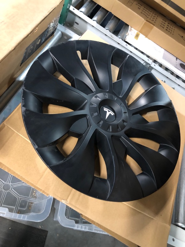 Photo 2 of *USED/SEE NOTES** XINFOOB Tesla Model 3 Wheel 18-Inch Hub Cap Replacement Set of 2 Matte Black 2018-2023 