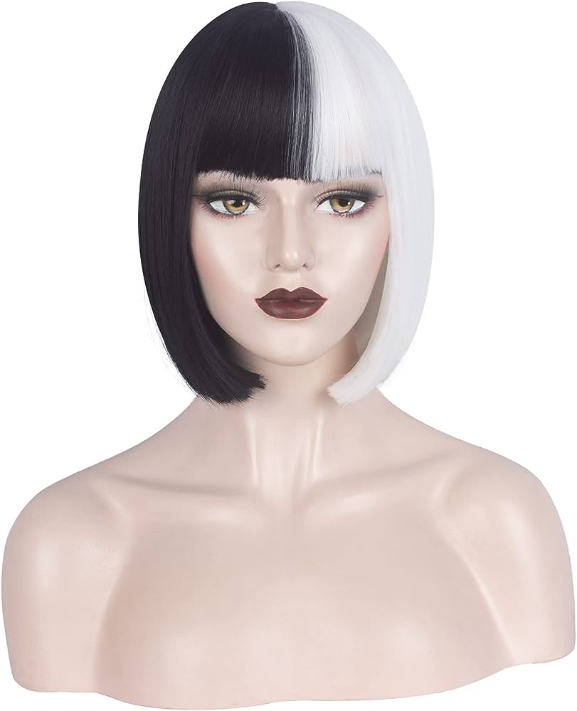 Photo 1 of WeKen Black and White Wig for Girls Short Bob