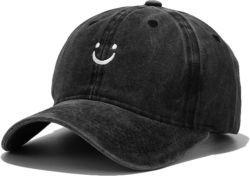 Photo 1 of STOCK PHOTO FOR REFERENCE* Smile Face Cotton Baseball Cap - PINK