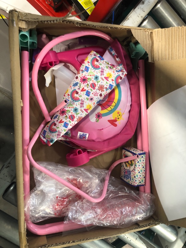 Photo 2 of Baby Alive 509 Crew Doll High Chair Set - Pink & Rainbow - 6 Pieces, Fits Dolls Up to 24", Highchair w/Front Feeding Tray & 5 Feeding Accessories, Pretend Play for Kids Ages 3+