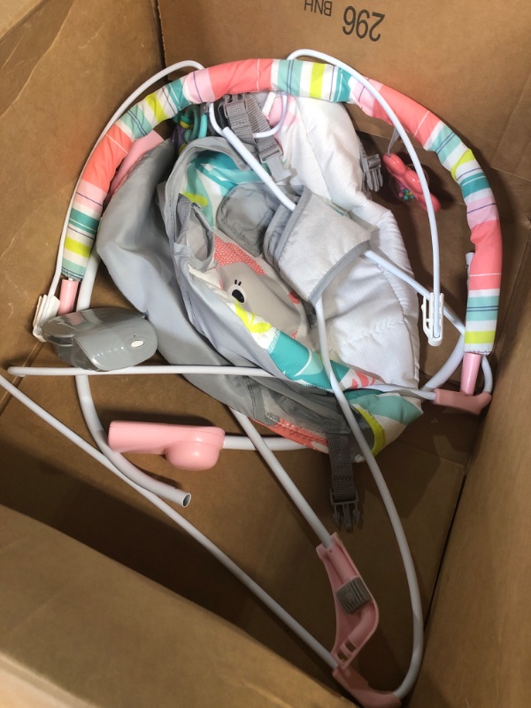 Photo 2 of Bright Starts Flamingo Vibes 3-Point Harness Harness Vibrating Baby Bouncer