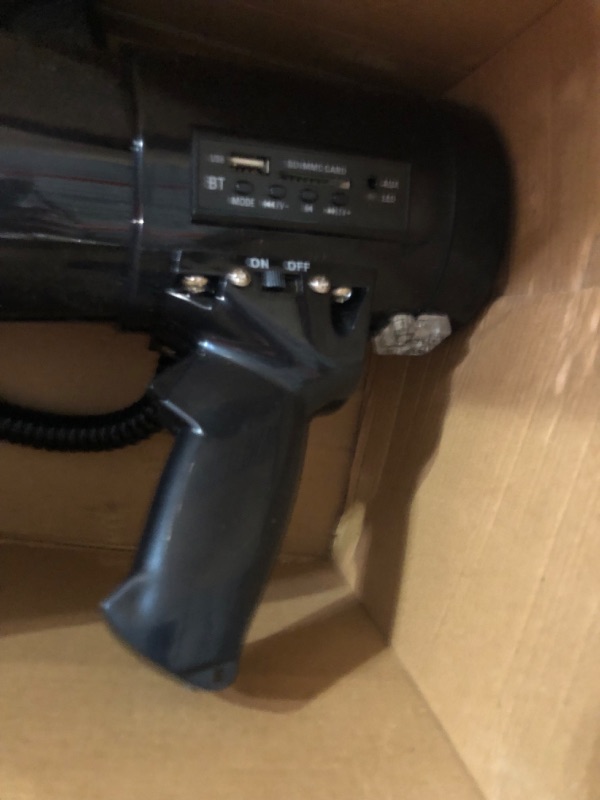 Photo 1 of MGROLX 50W Professional Bluetooth Megaphone Bullhorn Speaker with Detachable Microphone-Rechargeable Battery&Portable Strap-Siren and 260S Recording-USB/SD/AUX Input-for Police, Cheerleading, Outdoor Black