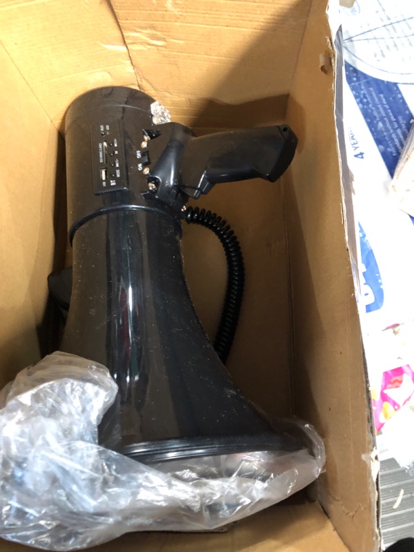Photo 1 of MGROLX 50W Professional Bluetooth Megaphone Bullhorn Speaker with Detachable Microphone-Rechargeable Battery&Portable Strap-Siren and 260S Recording-USB/SD/AUX Input-for Police, Cheerleading, Outdoor Black