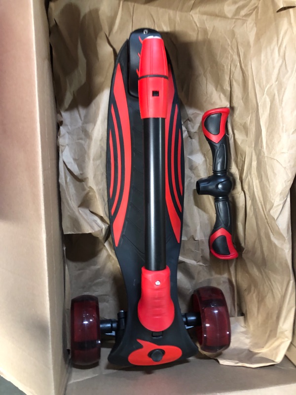 Photo 2 of Allek Kick Scooter F01 with Foldable Adjustable Handlebar and Dual Color Anti-Slip Wide Deck for Kids 3-12 (Black/Red)