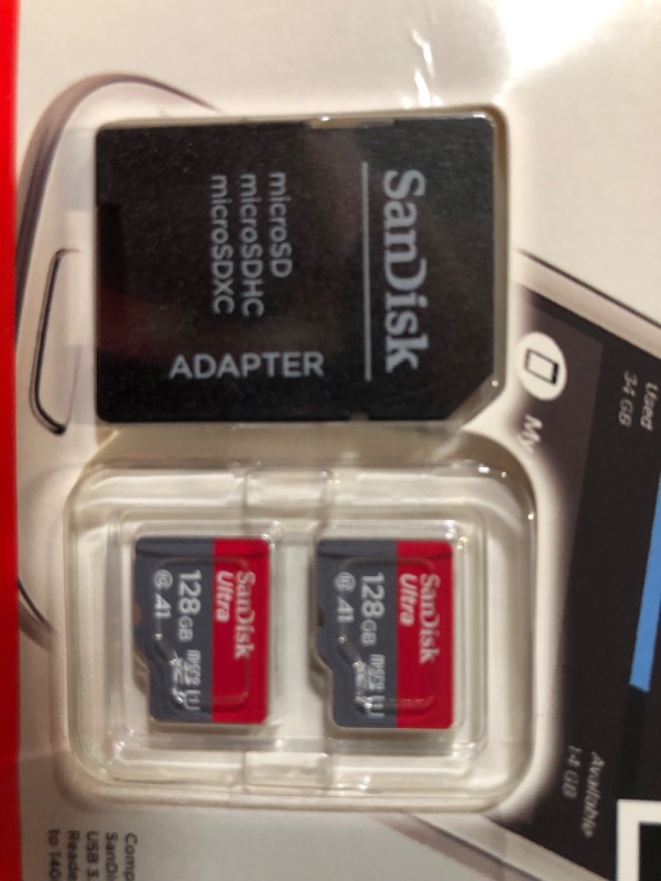 Photo 3 of SanDisk 128GB 2-Pack Ultra microSDXC UHS-I Memory Card (2x128GB) with Adapter - SDSQUAB-128G-GN6MT New Generation 128GB (2-Pack)