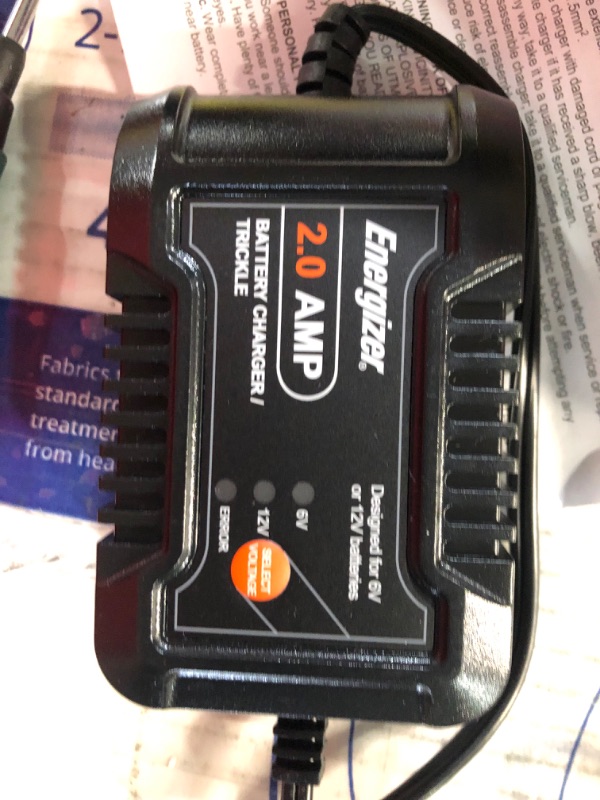 Photo 2 of Energizer 2-Amp Fully-Automatic Smart Charger, 6V and 12V Battery Charger, Battery Maintainer