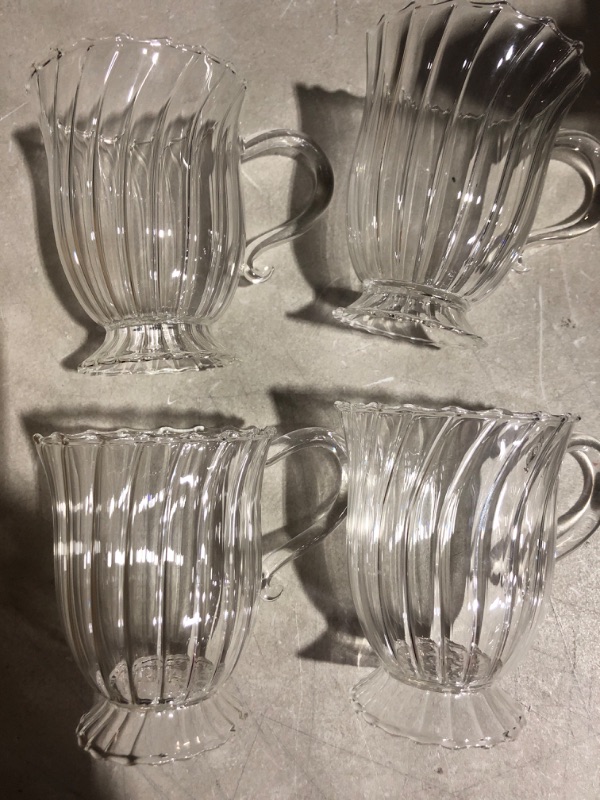 Photo 2 of * used *
FERMID Glass Coffee Mugs for Hot Drinks with Handle Mugs Set of 4PCS 10oz/300ml Vintage Glass Tea 