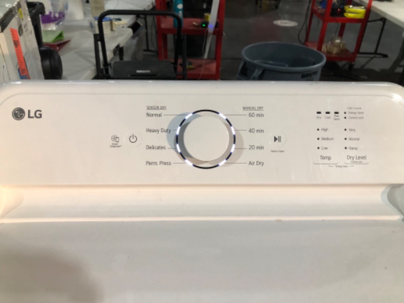 Photo 3 of LG 27 Inch Gas Dryer with 7.3 cu. ft. Capacity, 5 Dry Cycles, 3 Temperature Settings, Energy Star Certified, FlowSense, Sensor Dry, Aluminized Alloy Drum, Dial-A Cycle Knob in White