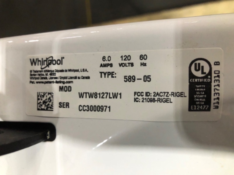 Photo 3 of Whirlpool Smart Capable w/Load and Go 5.3-cu ft High Efficiency Impeller and Agitator Smart Top-Load Washer (White) ENERGY STAR