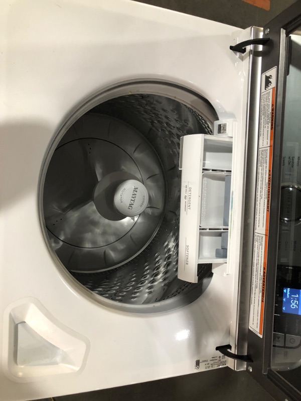 Photo 6 of Maytag Smart Capable 5.2-cu ft High Efficiency Agitator Smart Top-Load Washer (White) ENERGY STAR