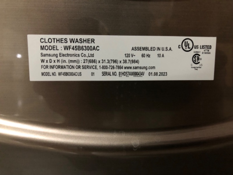 Photo 4 of Samsung 4.5-cu ft High Efficiency Stackable Steam Cycle Smart Front-Load Washer (Champagne) ENERGY STAR