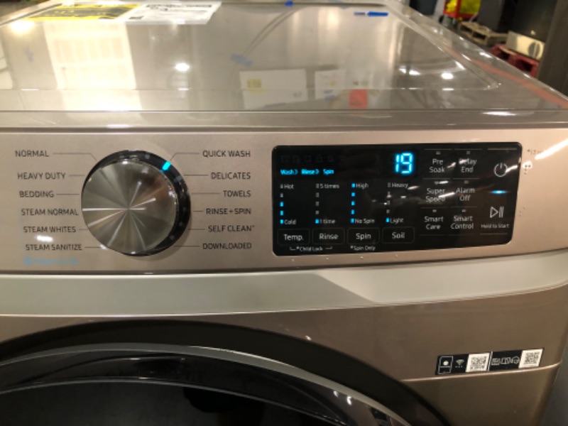 Photo 3 of Samsung 4.5-cu ft High Efficiency Stackable Steam Cycle Smart Front-Load Washer (Champagne) ENERGY STAR