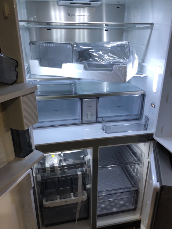 Photo 7 of Samsung 29-cu ft 4-Door Smart French Door Refrigerator with Dual Ice Maker and Door within Door (Fingerprint Resistant Stainless Steel) ENERGY STAR