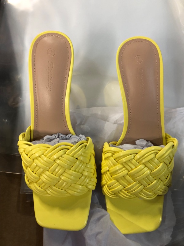 Photo 1 of WOMEN SLIP ON HEEL SANDALS YELLOW SIZE 8.5