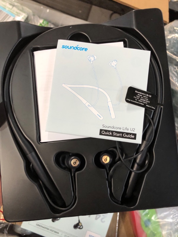 Photo 2 of Soundcore Anker Life U2 Bluetooth Neckband Headphones with 24 H Playtime, 10 mm Drivers, Crystal-Clear Calls with CVC 8.0, USB-C Fast Charging, Foldable & Lightweight Build, IPX7 Waterproof Black