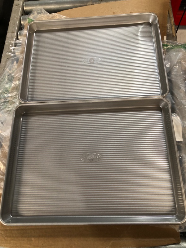 Photo 2 of (USED)USA Pan Bakeware Half Sheet Pan, Set of 2, Aluminized Steel Half Sheet Pan - Set of 2 Aluminized Steel Pan