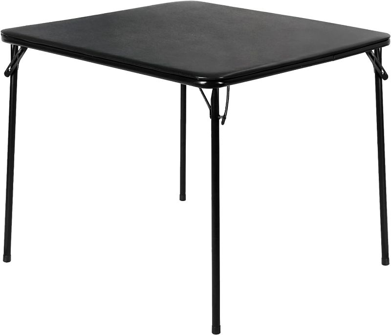 Photo 1 of  Portable Folding Card Table Square with Collapsible Legs & Vinyl Upholstery, Metal, Black 34'