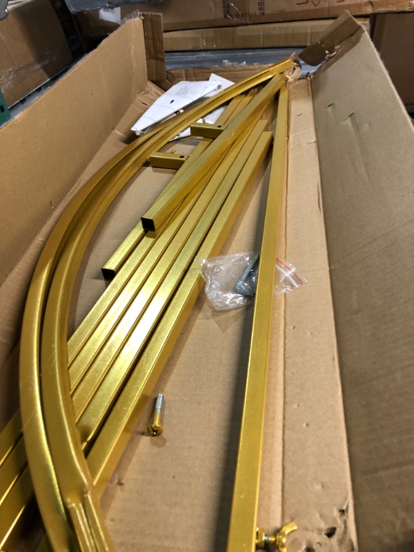 Photo 2 of **BROKEN PARTS AND MISSING CURVED BAR, PARTS ONLY** Putros 7.2FTx4FT Gold Metal Wedding Arch Balloon Backdrop Stand -7.2FT-Gold-G Gold-7.2FT