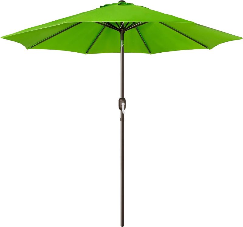 Photo 1 of (STOCK PHOTO FOR SAMPLE) - Blissun 9' Outdoor Patio Umbrella, Market Striped Umbrella with Push Button Tilt and Crank (Lime)