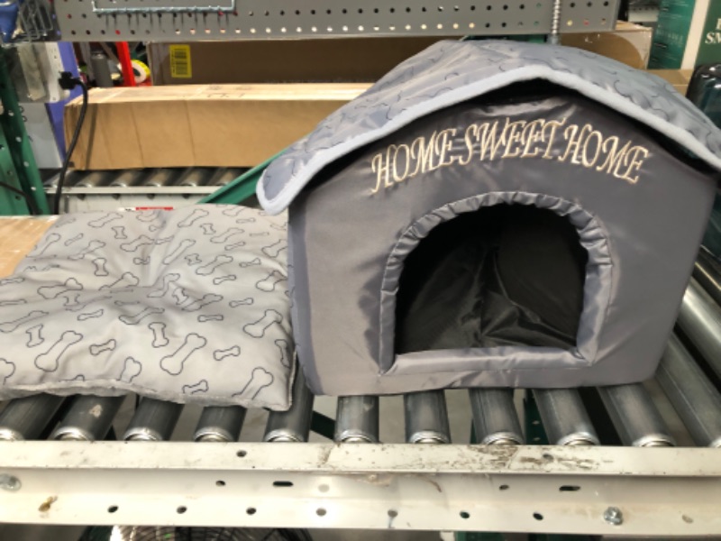 Photo 2 of * SEE NOTES * Best Pet Supplies Portable Indoor Pet House – Perfect for Cats & Small Dogs, Easy To Assemble – Silver Silver with Bones