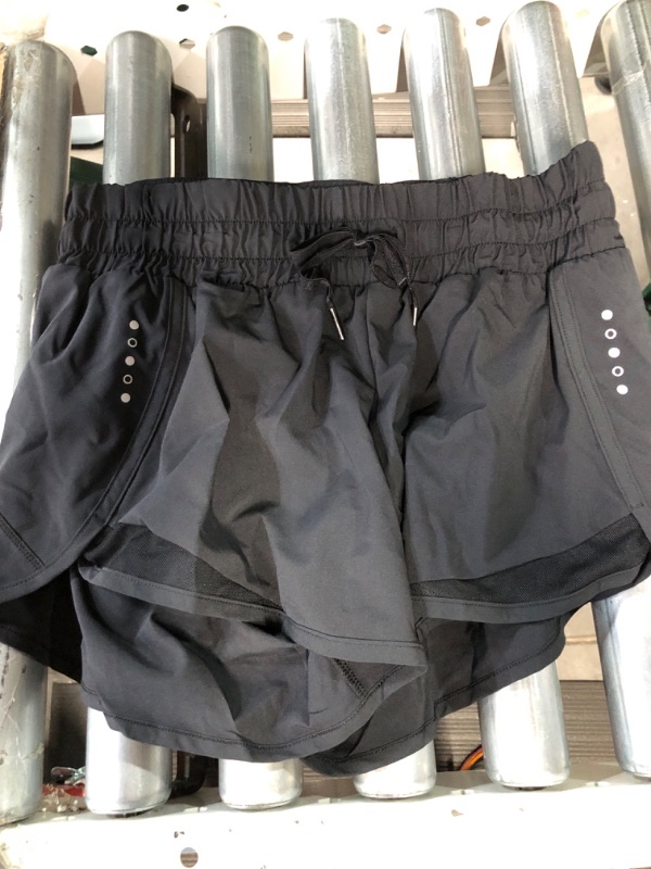 Photo 1 of Amazon Essentials Women's Standard-Fit Ruched Waistband Woven Running Short (Previously Core 10) Medium Black