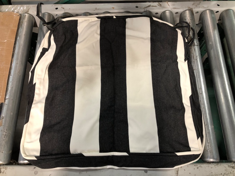 Photo 4 of *USED SEE NOTES* Arden Selections ProFoam Rounded Back Seat Cushion Cover 19 x 20, Onyx Black Cabana Stripe 19 x 20 (Cover Only) Onyx Black Cabana