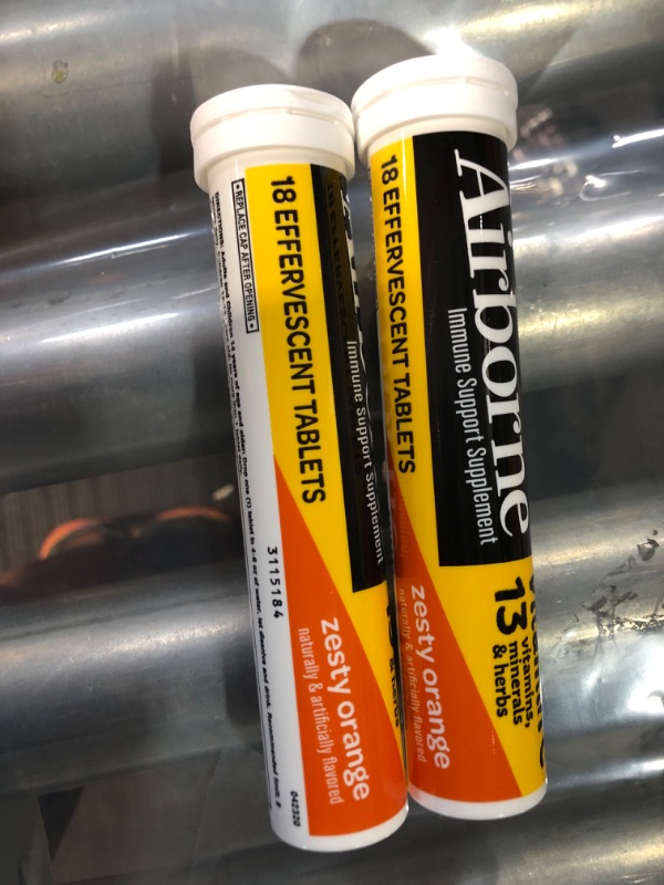 Photo 4 of *SEE NOTES* Airborne 1000mg Vitamin C with Zinc Effervescent Tablets, Immune Support Supplement with Powerful Antioxidants Vitamins A C & E - 36 Fizzy Drink Tablets, Zesty Orange Flavor 