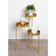 Photo 1 of (STOCK PHOTO FOR SAMPLE) - 30 in. H Gold 30 in. Round Metal Indoor Plant Stand 