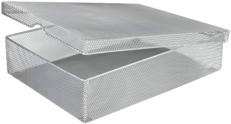 Photo 1 of **See Notes**HOME Silver Hinged Mesh Pencil Box Holder and Desktop Organizer