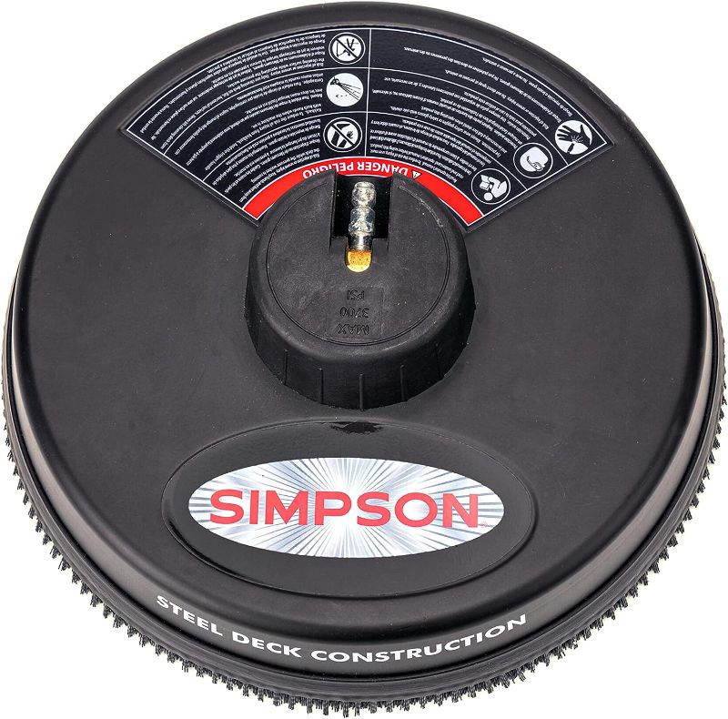 Photo 1 of (DIRTY) - Simpson Cleaning 80165 Universal Scrubber, Rated 15" Steel Pressure Washer Surface Cleaner for Cold Water Machines, 1/4" Quick Connection, Recommended Min 3000 Max of 3700 PSI, Black