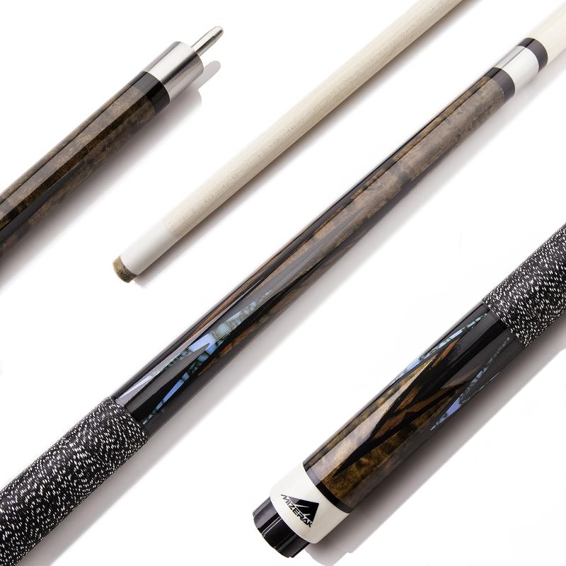 Photo 1 of (USED AND WOBBLES) Mizerak 58" Premium Maple Billiard Cue with Stainless Steel Joint and 8-Layer Leather Tip - 2-piece