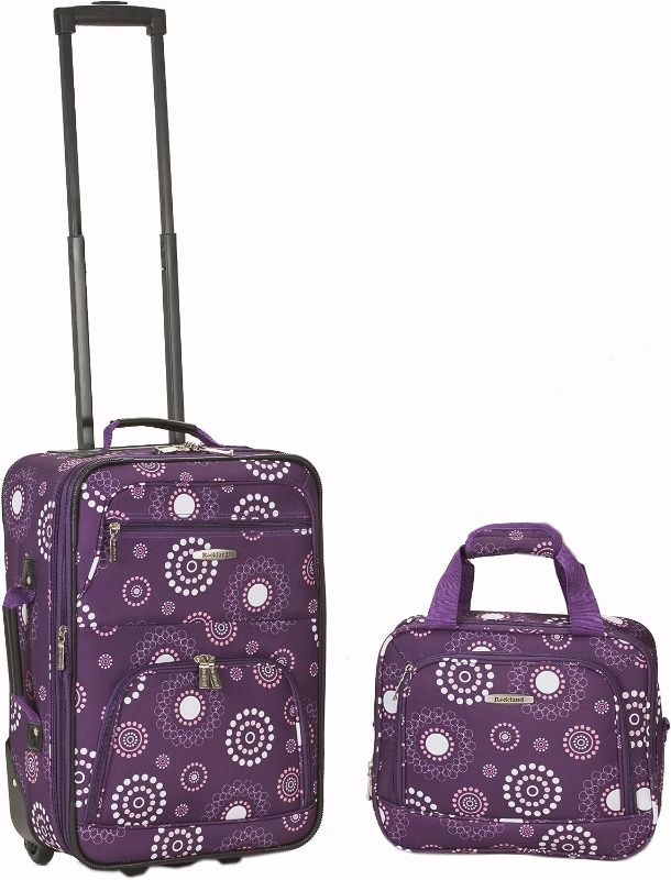 Photo 1 of Rockland Fashion Softside Upright Luggage Set, Expandable, Purple Pearl, 2-Piece