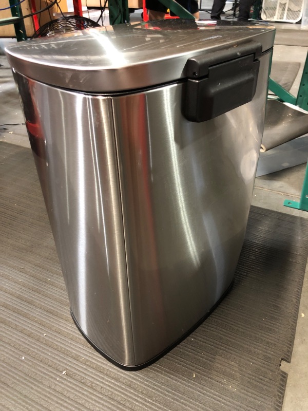 Photo 4 of *MINOR DAMAGE SEE PHOTOS ** QUALIAZERO 50L/13Gal Heavy Duty Hands-Free Stainless Steel Commercial/Kitchen Step Trash Can, Fingerprint-Resistant Soft Close Lid Trashcan, 50L / 13 GAL