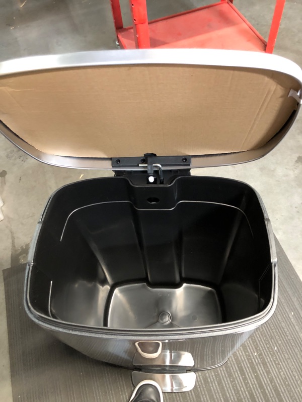 Photo 3 of *MINOR DAMAGE SEE PHOTOS ** QUALIAZERO 50L/13Gal Heavy Duty Hands-Free Stainless Steel Commercial/Kitchen Step Trash Can, Fingerprint-Resistant Soft Close Lid Trashcan, 50L / 13 GAL