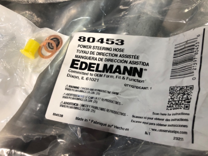 Photo 3 of Edelmann 80453 Power Steering Pressure Hose, Black