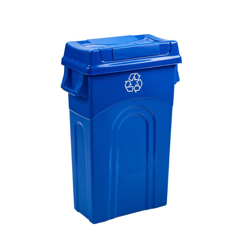 Photo 1 of *Stock Photo for Reference*-United Solutions Highboy Recycling Bin with Swing Lid, 23 Gallon,