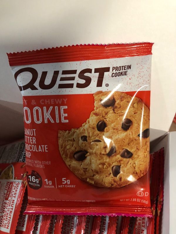 Photo 2 of (USED) Quest Protein Cookie, Peanut Butter Chocolate Chip - 12 pack, 2.04 oz cookies
EXPIRES IN 10/14/23