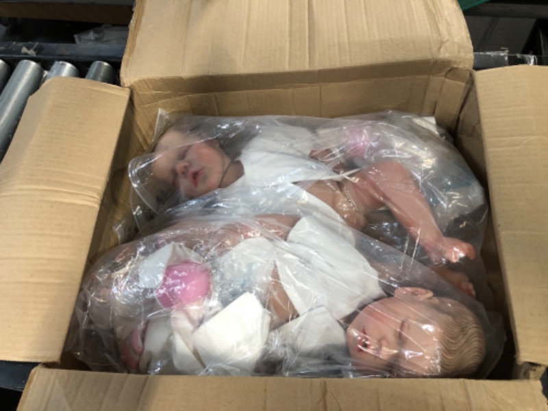 Photo 4 of Anano Reborn Baby Doll Girl Silicone Full Body Twins 18 Inch Reborn Doll Real Baby Doll Soft Silicone Baby Realistic Newborn Doll with Baby Doll Clothes and Bottles Gift for Kids Age 3+ White Twins