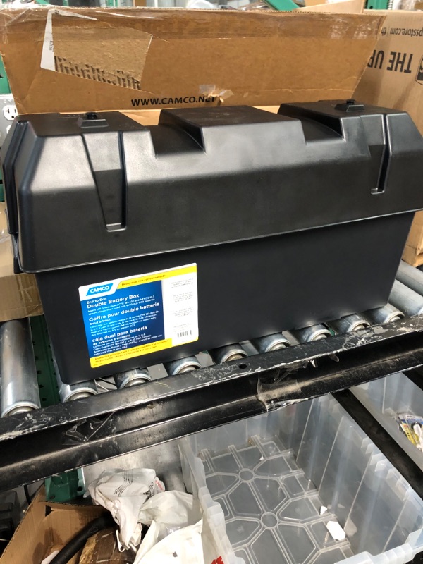 Photo 2 of Camco Heavy Duty Double Battery Box with Straps and Hardware - Group GC2 | Safely Stores RV, Automotive, and Marine Batteries | Measures Inside | 