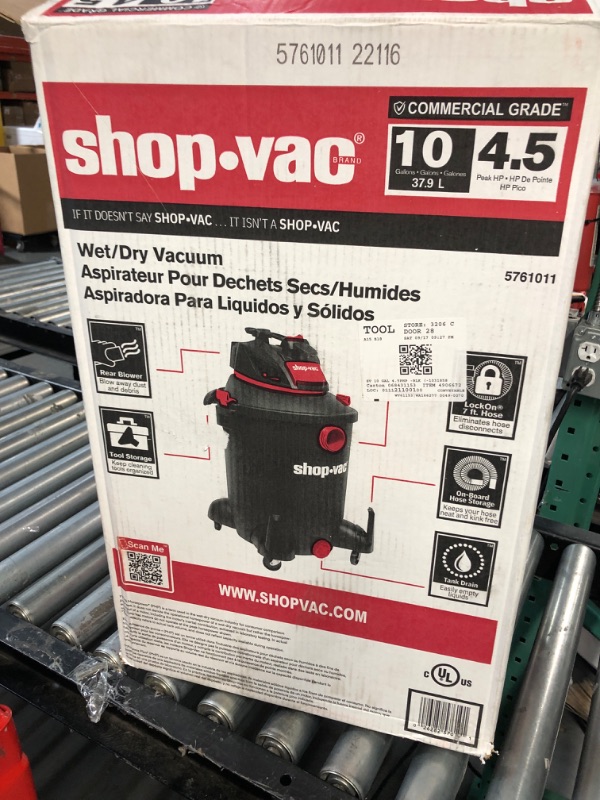 Photo 4 of Shop-Vac 10-Gallons 4.5-HP Corded Wet/Dry Shop Vacuum with Accessories