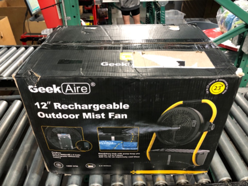 Photo 4 of **PARTS ONLY** Geek Aire Battery Operated Misting Fans, 12 inch Rechargeable Outdoor Floor Fan with 2.9 Gal