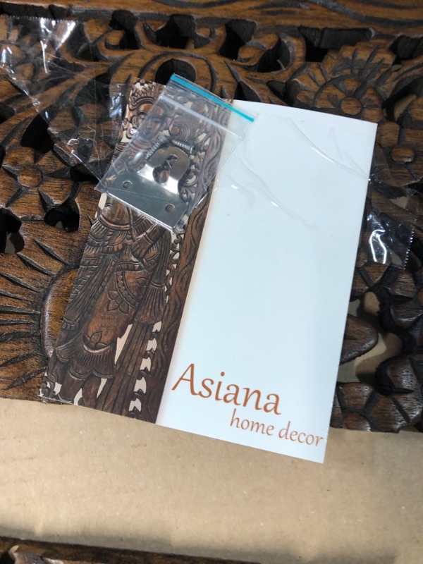 Photo 4 of *DAMAGED* Asiana Home Decor Wood Carved Panel. Decorative Thai Wall Relief Panel Sculpture.Teak Wood Wall Hanging in Dark Brown Finish Size 24"x13.5"x0.5"