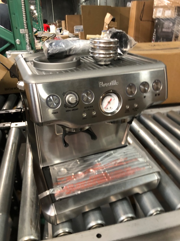 Photo 2 of **DAMAGED** Breville BES870XL Barista Express Espresso Machine Brushed - Stainless Steel + Manufacturer's Warranty + Knock Box Mini