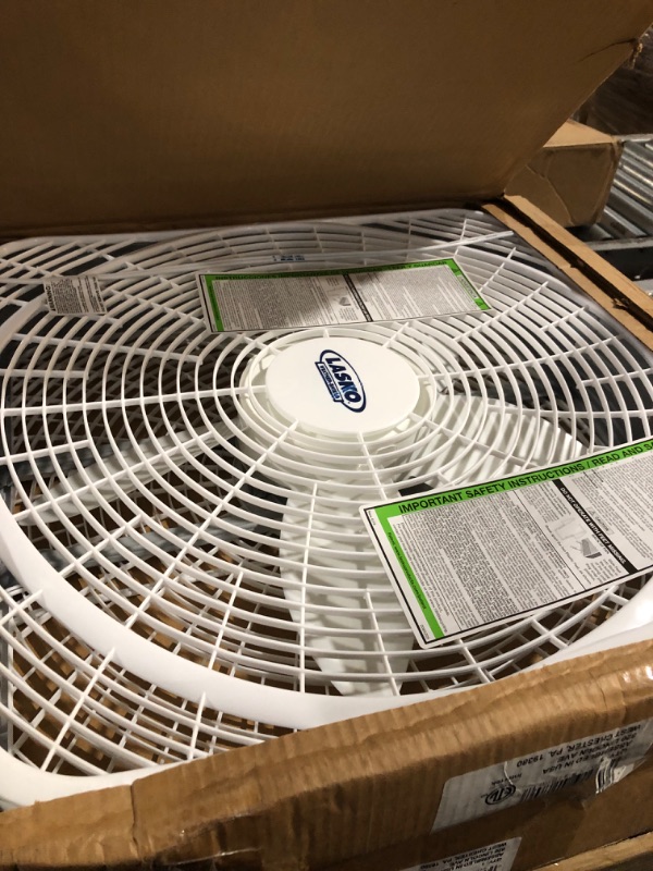 Photo 2 of [FOR PARTS, READ NOTES]
Lasko 20? Weather-Shield Performance Box Fan-Features Innovative Wind Ring System for Up to 30% More Air, 20 Inch, 3720