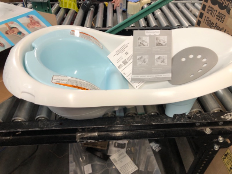 Photo 3 of Fisher-Price 4-In-1 Sling 'N Seat Bath Tub, Pacific Pebble, Baby To Toddler Convertible Tub With Seat And Toys