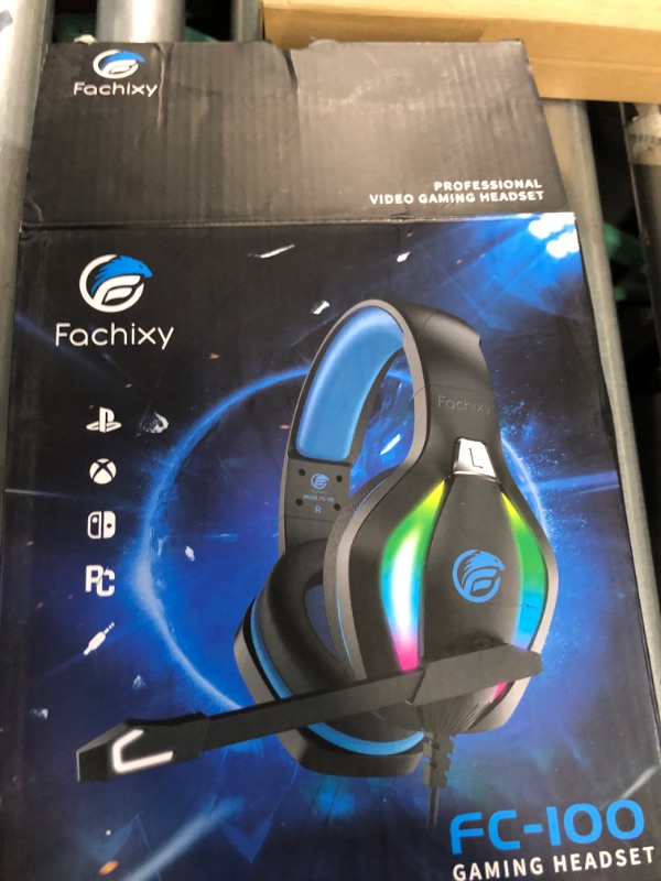 Photo 4 of Fachixy [2023 New FC100 Gaming Headset with Microphone for PS4/PS5/PC/Xbox/Nintendo Switch